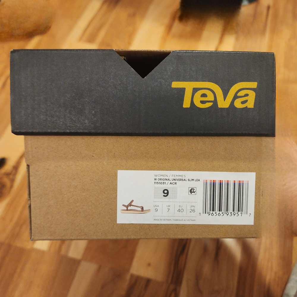 Teva Women's Sandal Box in Black and Brown with Yellow Logo